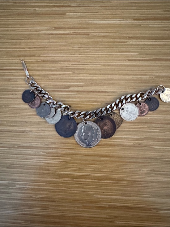 Jewelry - Vintage Coin Charm Bracelet in Mixed Metals
